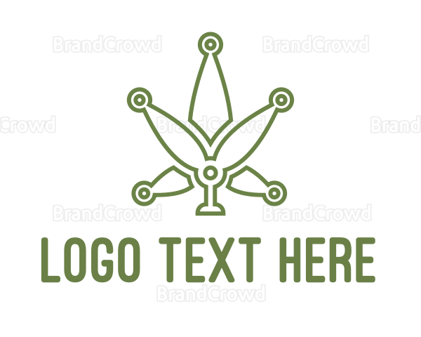 Cannabis Weed Leaf Tech Logo