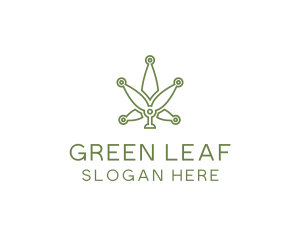 Weed - Cannabis Weed Leaf Tech logo design