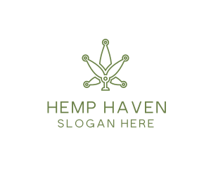 Hemp - Cannabis Weed Leaf Tech logo design