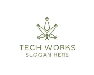 Cannabis Weed Leaf Tech logo design