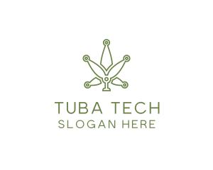 Cannabis Weed Leaf Tech logo design