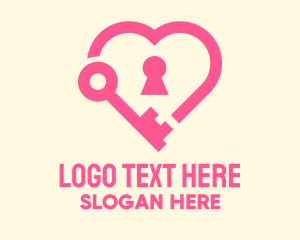 Key - Pink Keyhole Heart logo design
