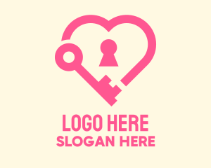 Pink Keyhole Heart  Logo