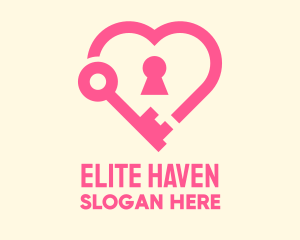 Private - Pink Keyhole Heart logo design