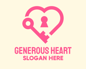 Pink Keyhole Heart  logo design