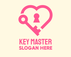 Unlock - Pink Keyhole Heart logo design