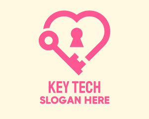 Pink Keyhole Heart  logo design