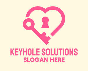 Keyhole - Pink Keyhole Heart logo design