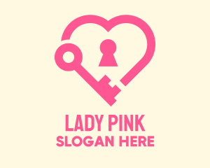 Pink Keyhole Heart  logo design