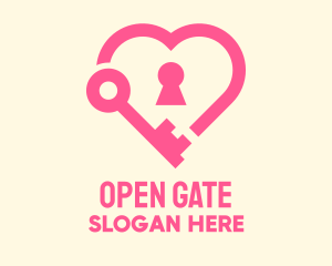 Pink Keyhole Heart  logo design