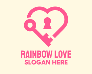 Pink Keyhole Heart  logo design