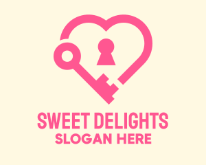 Pink Keyhole Heart  logo design