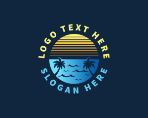 Tree - Beach Sun Getaway logo design