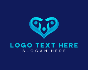 Love - Heart Family Social logo design