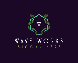 Hexagon Wave Frequency logo design