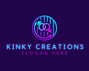 Kinky - Neon Adult Handcuff logo design