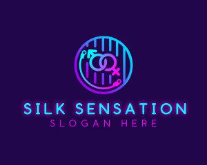 Sensual - Neon Adult Handcuff logo design