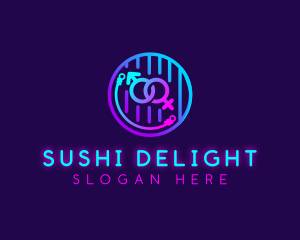 Neon Adult Handcuff logo design