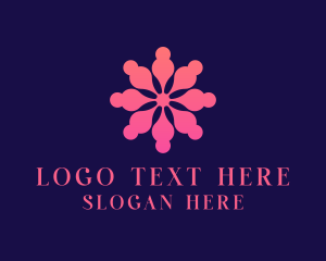 Massage Center - Abstract People Flower logo design