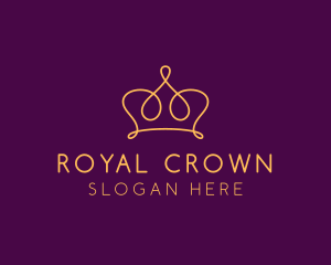 Gold Royal Crown Monoline logo design