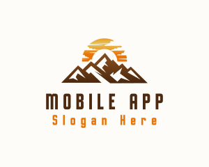 Explore - Sunset Mountain Peak logo design