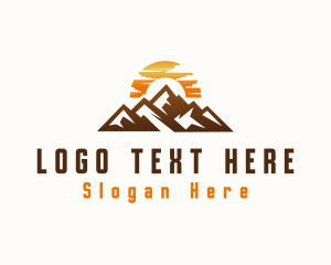 Trekking - Sunset Mountain Peak logo design