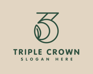 Three - Minimalist Leaf Number 3 logo design