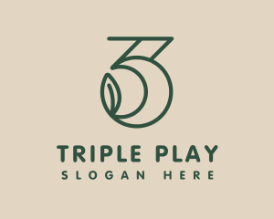 Three - Minimalist Leaf Number 3 logo design