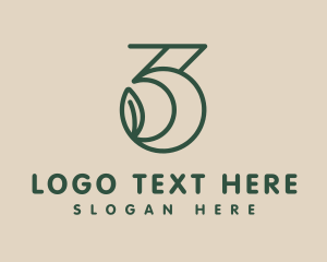 Vegan - Minimalist Leaf Number 3 logo design