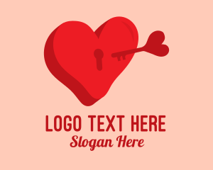 Online Relationship - Red Heart Keylock logo design