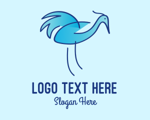 Migrate - Blue Crane Bird logo design