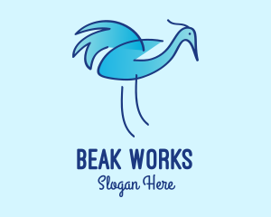 Beak - Blue Crane Bird logo design