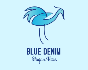 Blue Crane Bird  logo design