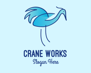 Crane - Blue Crane Bird logo design