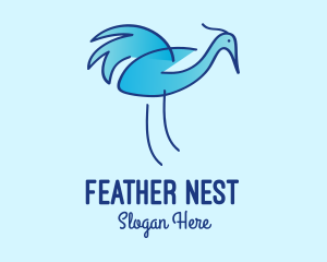 Blue Crane Bird  logo design