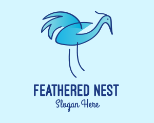 Feathers - Blue Crane Bird logo design