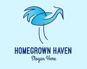 Crane - Blue Crane Bird logo design