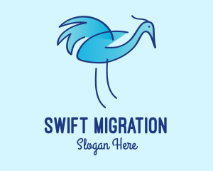 Blue Crane Bird  logo design