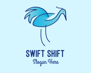 Blue Crane Bird  logo design