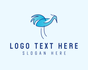 Feathers - Blue Crane Bird logo design