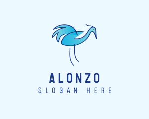 Blue Crane Bird  logo design