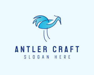 Blue Crane Bird  logo design