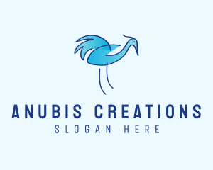 Blue Crane Bird  logo design