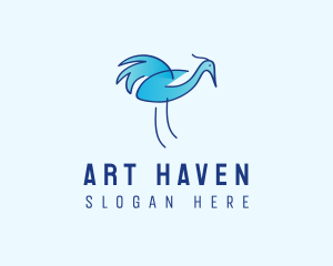 Blue Crane Bird  logo design