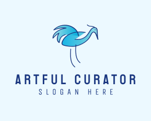 Blue Crane Bird  logo design