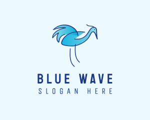 Blue Crane Bird  logo design