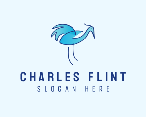 Blue Crane Bird  logo design