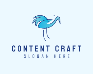 Blue Crane Bird  logo design