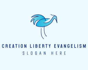 Blue Crane Bird  logo design