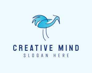 Blue Crane Bird  logo design